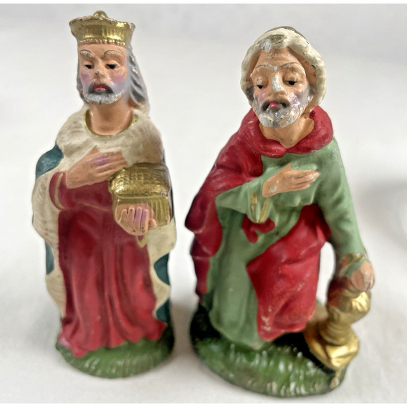 Vintage Chalkware Plaster Nativity Figures Figurines x7 Italy 1950s Christmas - Picture 5 of 11